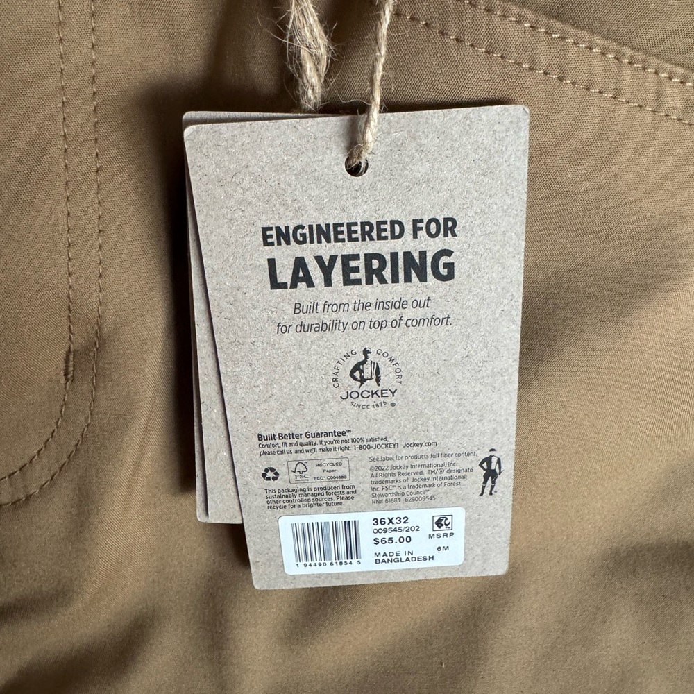 Jockey Outdoors Tan and Gray Men’s Utility Pants 36x32 - Picture 2 of 6